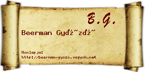 Beerman Győző névjegykártya